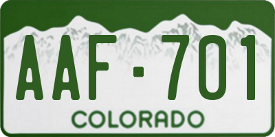 CO license plate AAF701