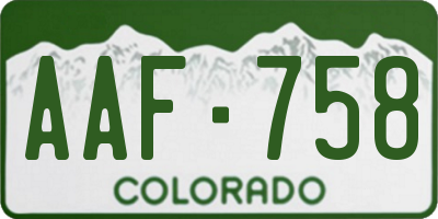 CO license plate AAF758