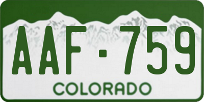 CO license plate AAF759