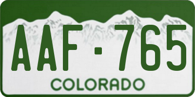 CO license plate AAF765