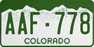 CO license plate AAF778