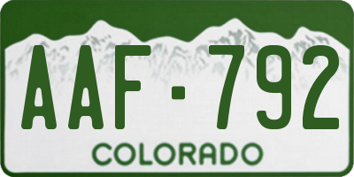 CO license plate AAF792