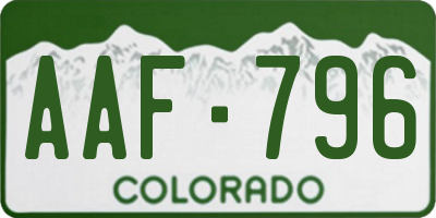 CO license plate AAF796