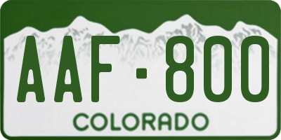 CO license plate AAF800