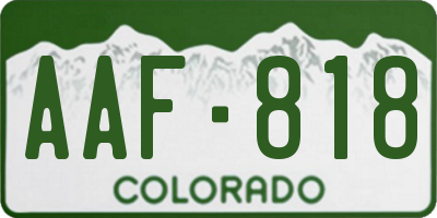 CO license plate AAF818
