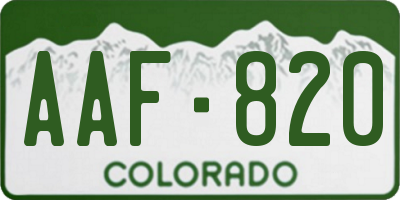 CO license plate AAF820