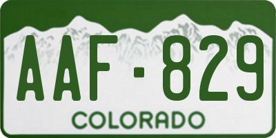 CO license plate AAF829