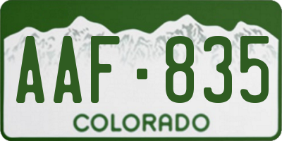 CO license plate AAF835