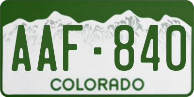 CO license plate AAF840