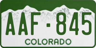 CO license plate AAF845