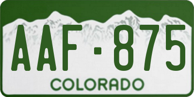 CO license plate AAF875