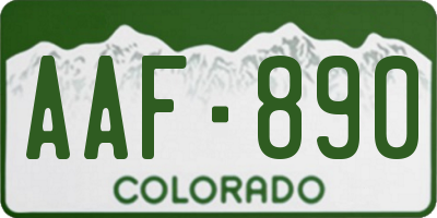 CO license plate AAF890