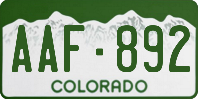 CO license plate AAF892