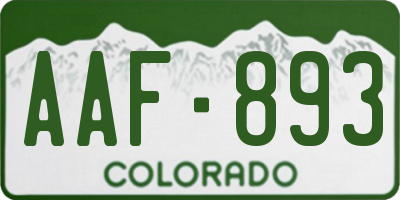 CO license plate AAF893