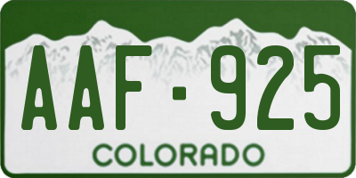 CO license plate AAF925