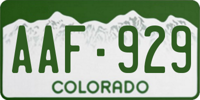 CO license plate AAF929