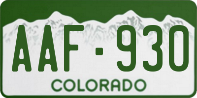CO license plate AAF930