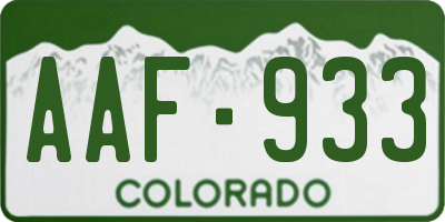 CO license plate AAF933
