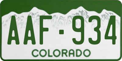 CO license plate AAF934
