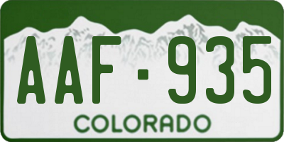 CO license plate AAF935