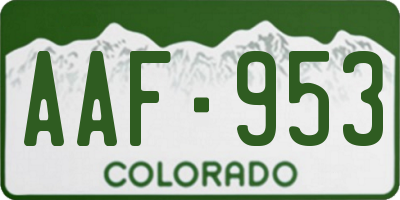 CO license plate AAF953