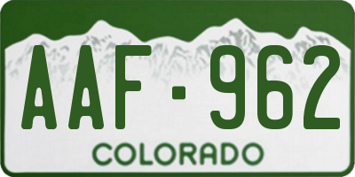 CO license plate AAF962