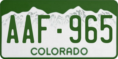 CO license plate AAF965