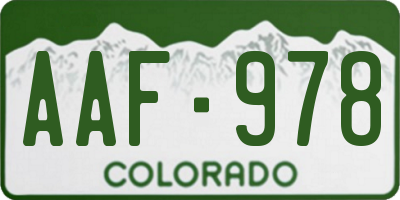 CO license plate AAF978