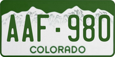 CO license plate AAF980