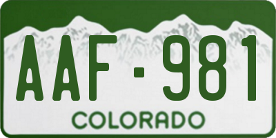 CO license plate AAF981