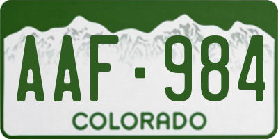CO license plate AAF984
