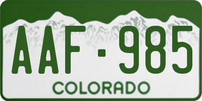 CO license plate AAF985