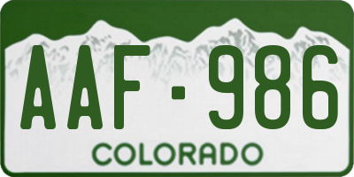 CO license plate AAF986