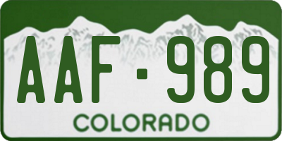 CO license plate AAF989