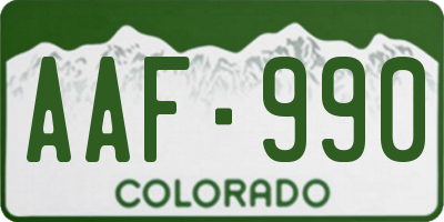CO license plate AAF990