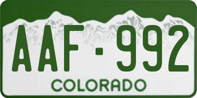 CO license plate AAF992