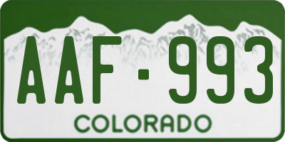 CO license plate AAF993