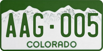 CO license plate AAG005