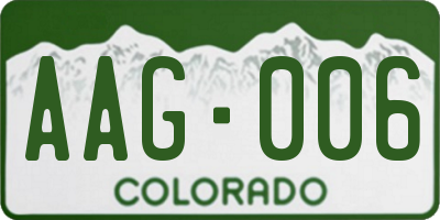 CO license plate AAG006