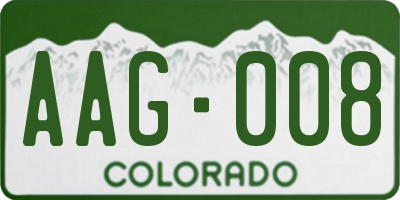 CO license plate AAG008