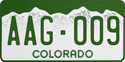 CO license plate AAG009
