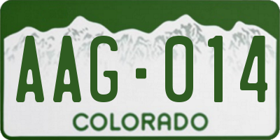 CO license plate AAG014