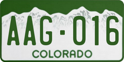 CO license plate AAG016