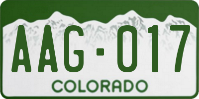 CO license plate AAG017