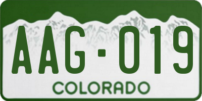 CO license plate AAG019