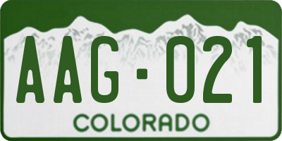 CO license plate AAG021