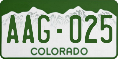 CO license plate AAG025