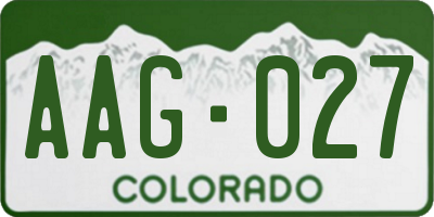 CO license plate AAG027