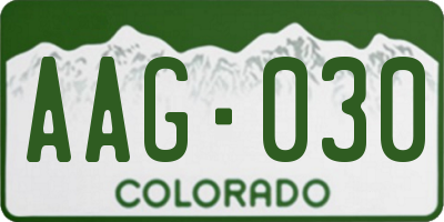 CO license plate AAG030