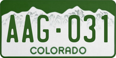 CO license plate AAG031